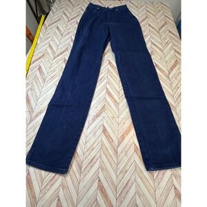 VTG Wrangler Womens 7 x 36 Dark Wash Denim Jeans High Rise Straight Leg‎ Cowgirl
